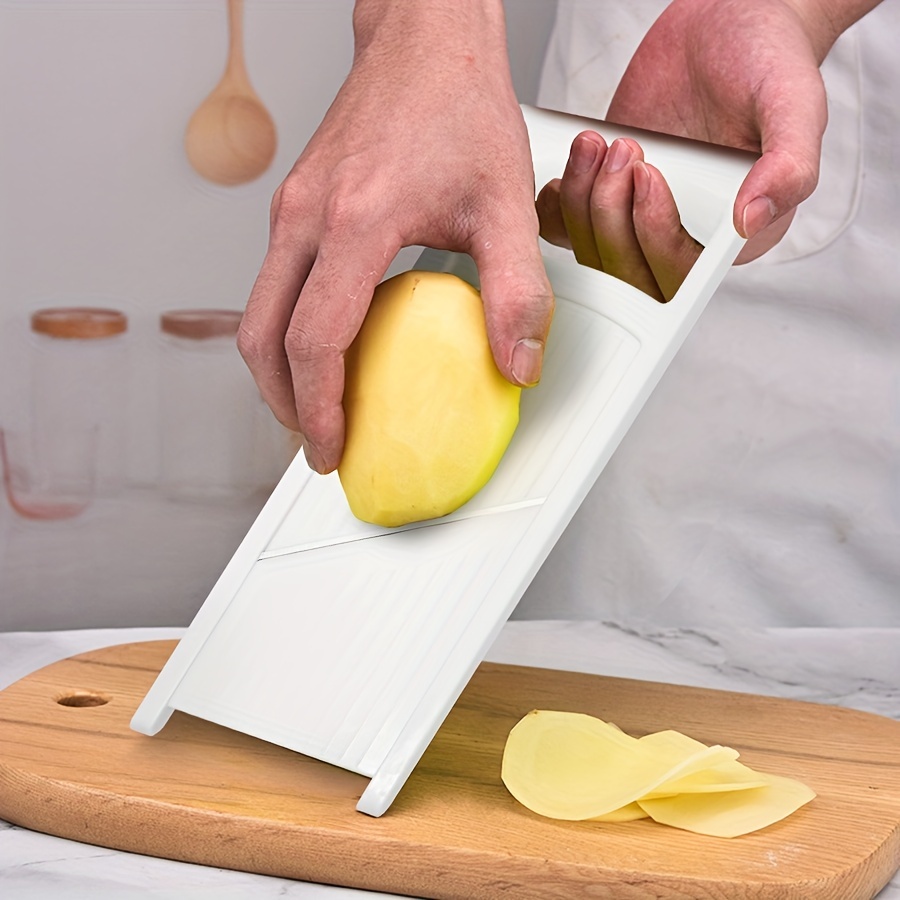 Stainless Steel Potato Slicer Potato Cutter with No-Slip Base & 2 Blades  for Potato Vegetable Radish Cucumber Onion 
