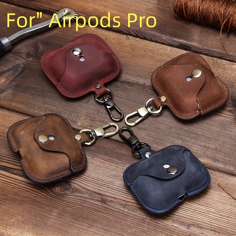  Case for AirPods Pro Case,Fashion Luxury PU Shockproof  Anti-Slip Protective Cover Accessories Set for Airpod Pro Charging Case  with Keychain(Brown) : Electronics