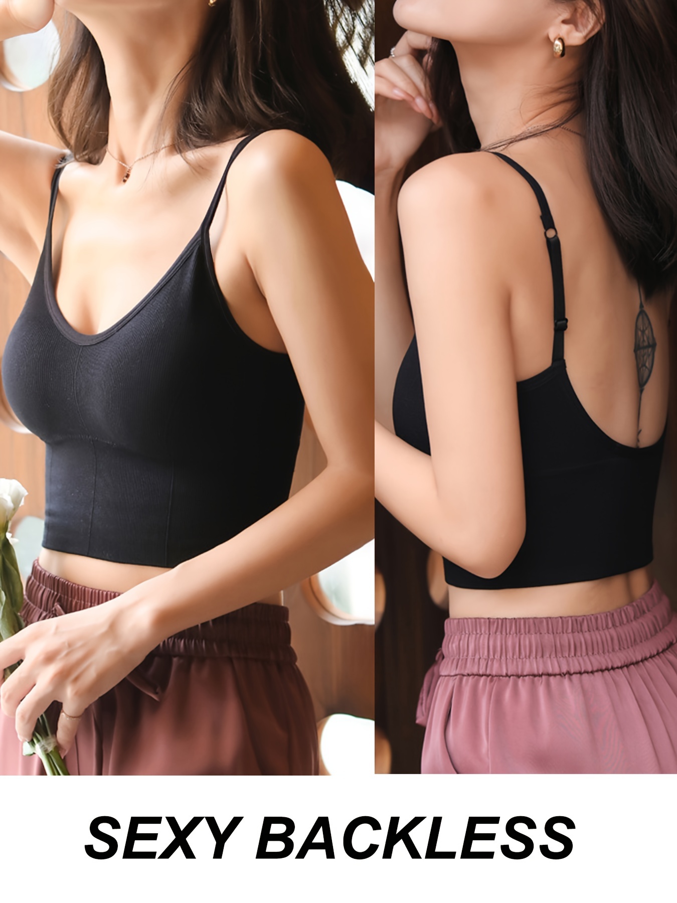 Backless Bralettes Women, Sexy Backless Top Yoga