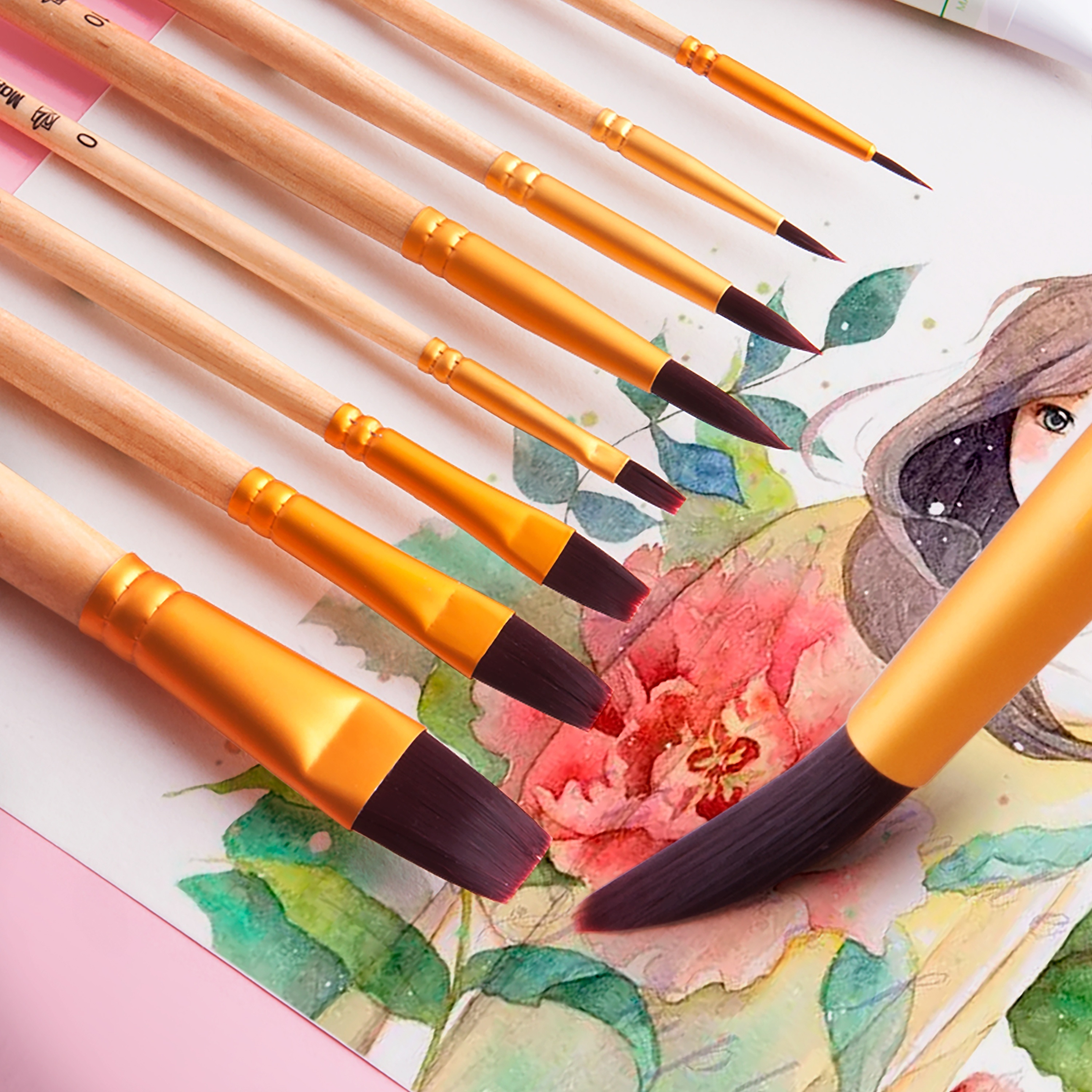 Paint Brushes Set Artist Paintbrush Nylon Round Pointed Flat - Temu