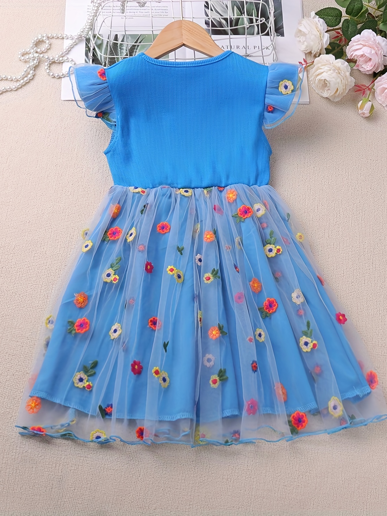 Blue net frock for clearance baby girl