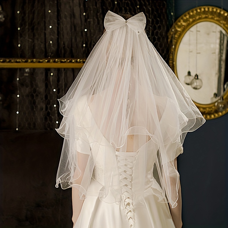 2 Tiers Wedding Veil with Spanish Lace fixed on a Comb