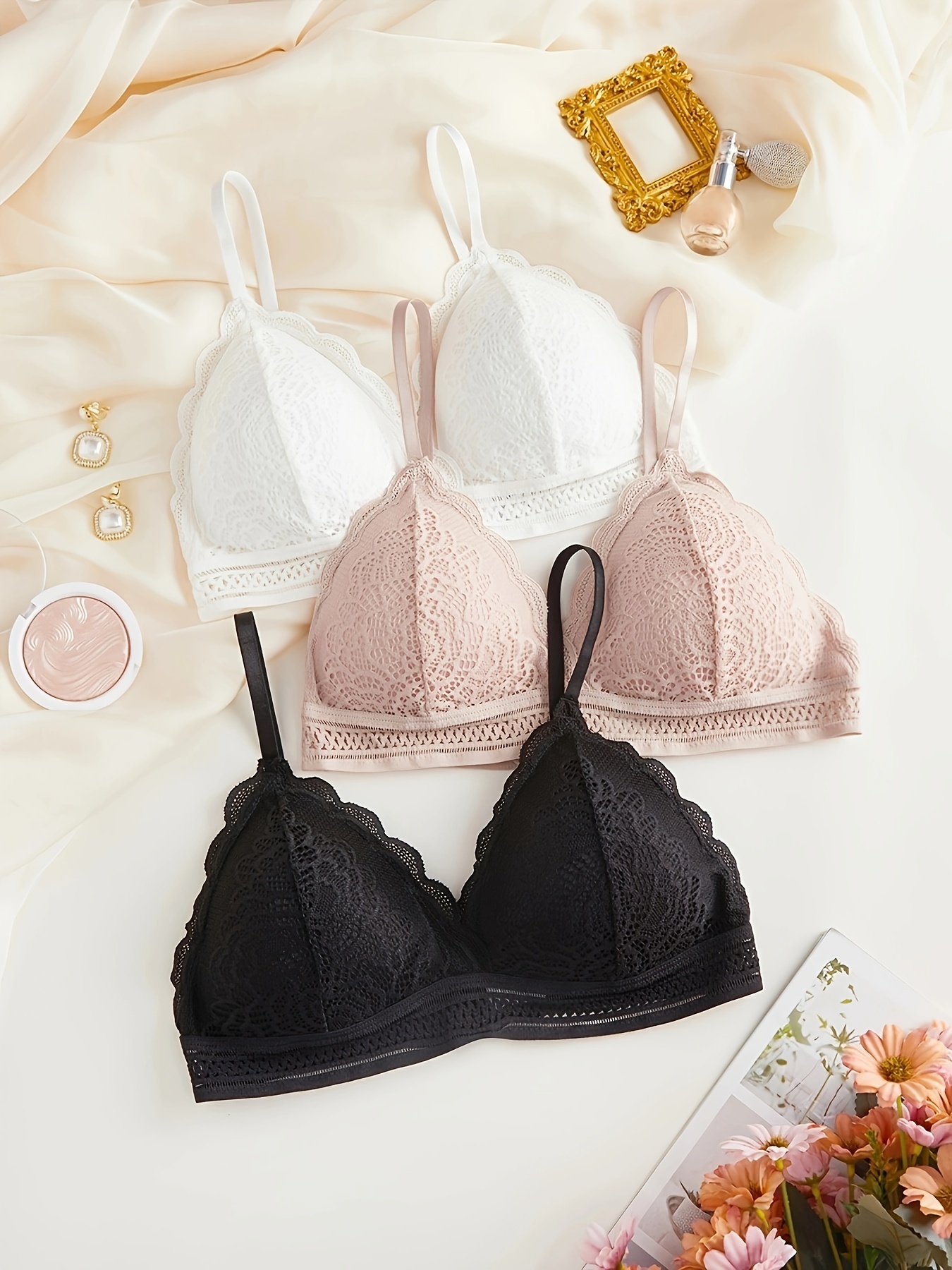 Contrast Lace Wireless Bra Comfy Breathable Criss Cross Back - Temu