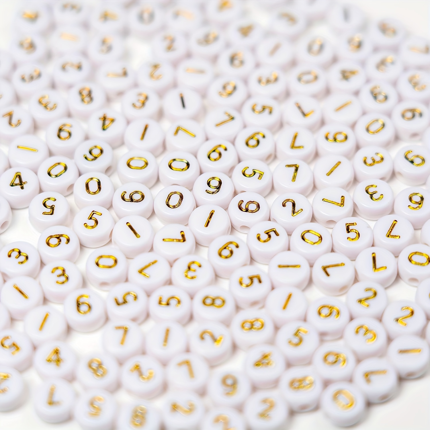 1000Pcs Acrylic Number Beads For DIY Necklaces Key Chains Bracelets (4x7  Round, White) Send A Roll Of Thread For Small Business Jewelry Making  Supplie