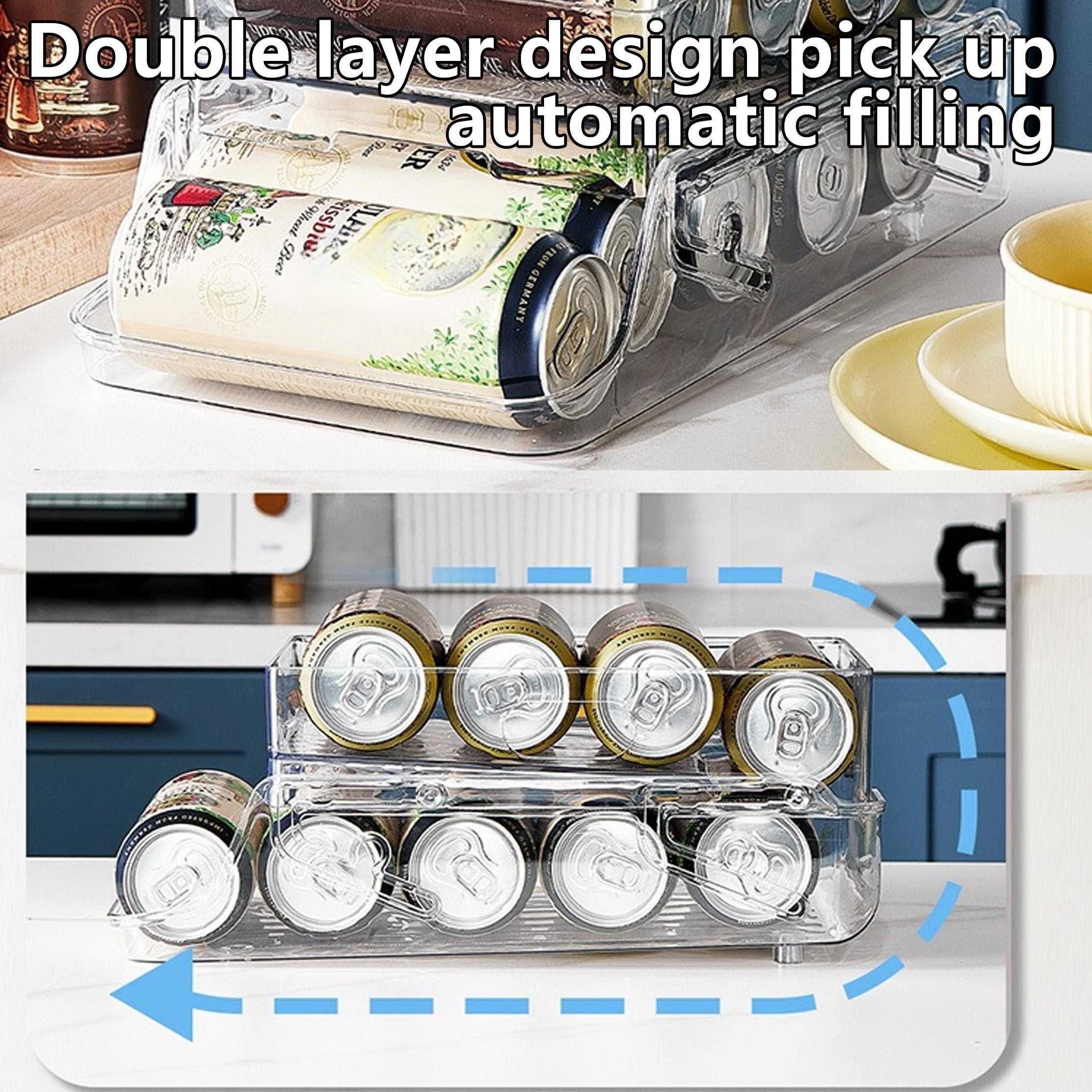 MDesign Long Plastic Soda Can Dispenser Storage Organizer Bin, 2