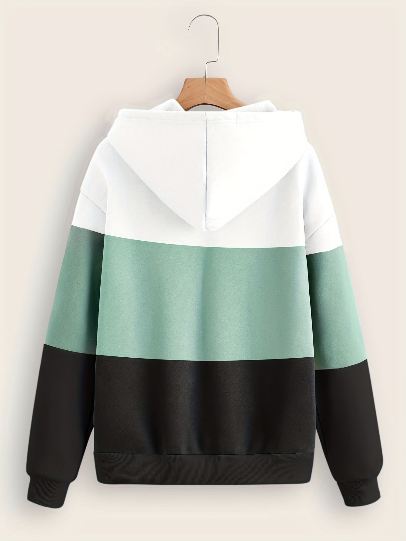 Color Block Drawstring Hoodie, Casual Long Sleeve Drop Shoulder Hoodie,  Women's Clothing - Temu