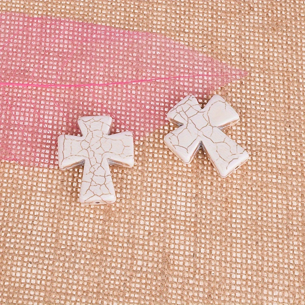1box Of 200pcs White Cross Beads, Synthetic Turquoise Small Cross Beads,  Semi-Precious Stone Loose Spacer Beads, For Jewelry Making ,Beading Kit