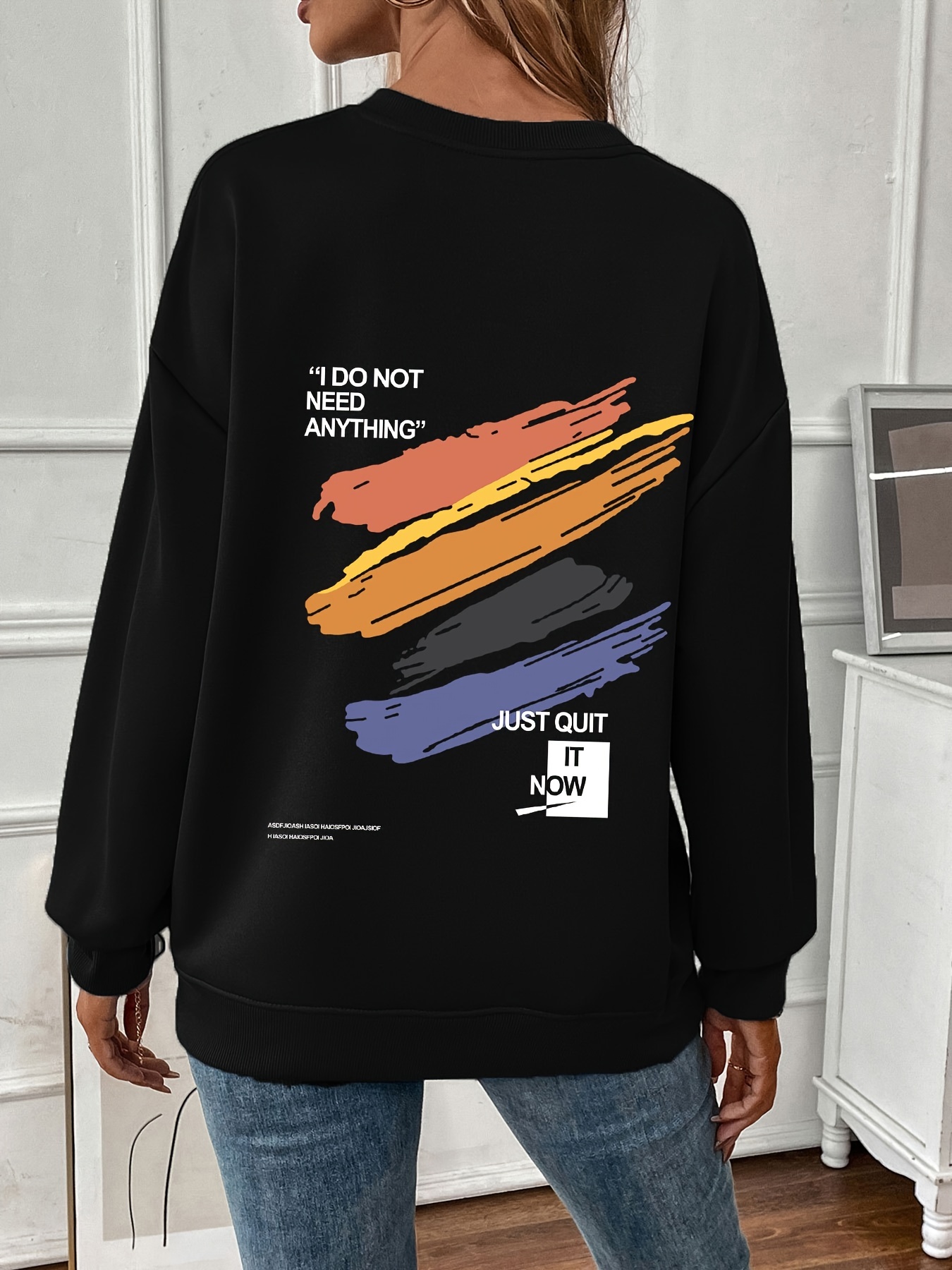 Graphic Print Crew Neck Sweatshirt Sudadera Casual Manga - Temu Mexico