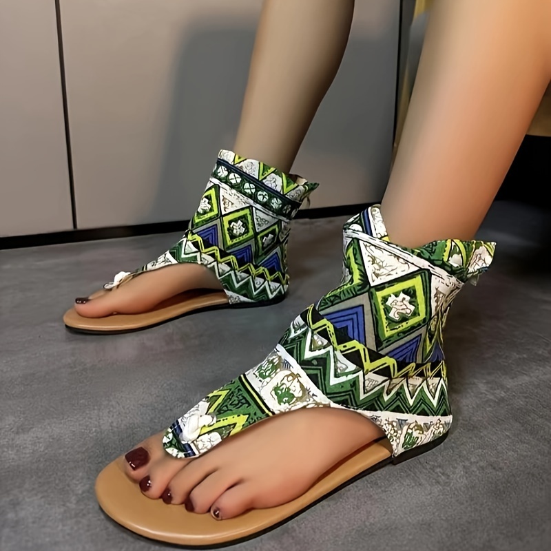 Womens Geometric Pattern Flat Sandals Casual Clip Toe Summer Temu