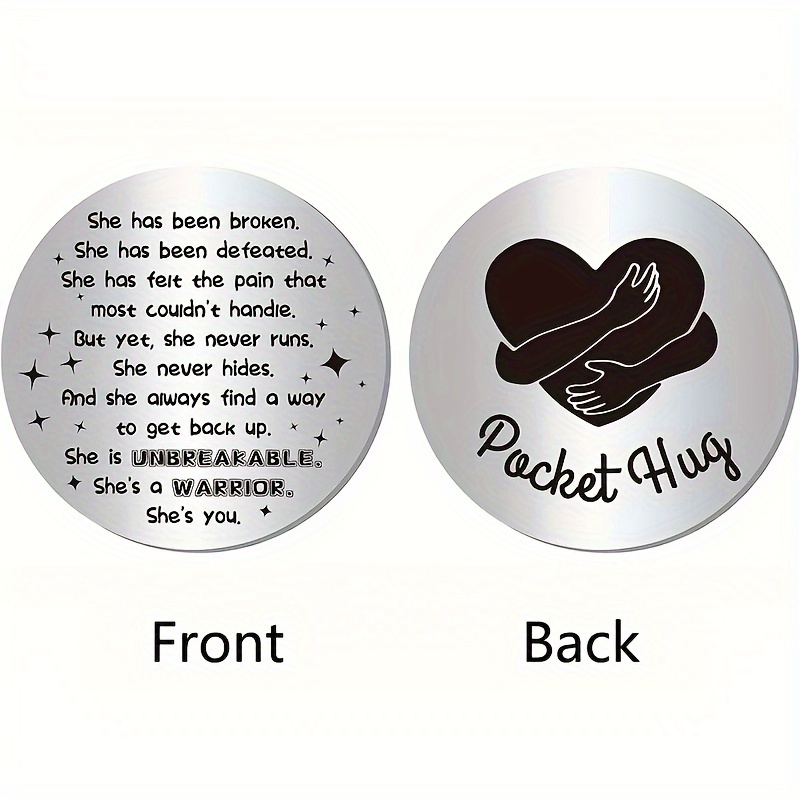 Men's Pocket Hug Token, Long Distance Relationship Keepsake, Stainless  Steel Double Sided Inspirational Gift