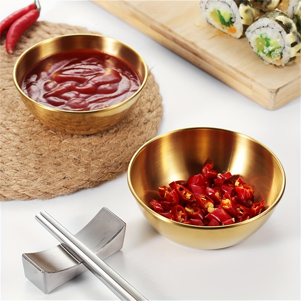 

12pcs Stainless Steel Gold Silver Seasoning Dish Sushi Fried Ketchup Dish Set