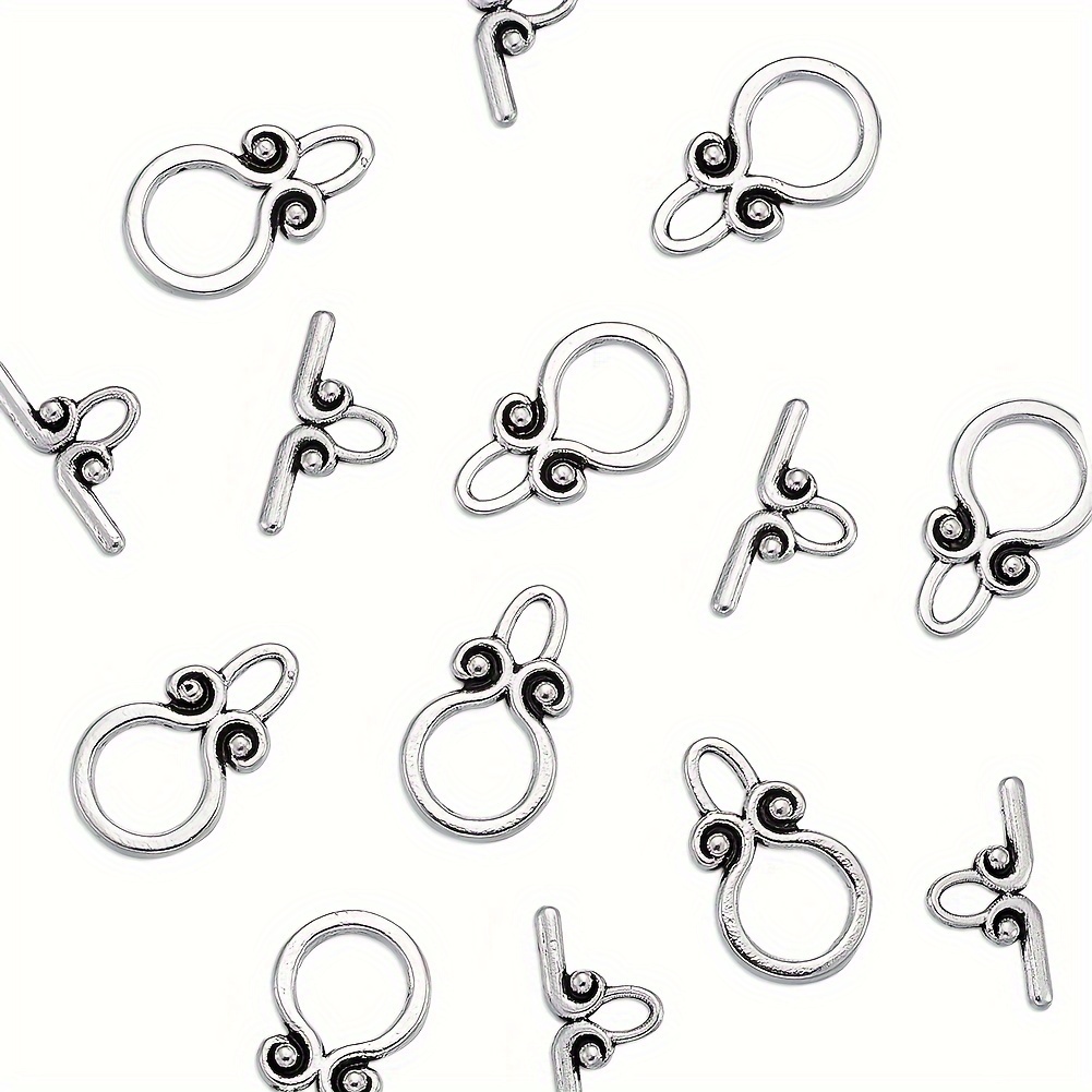 

20 Sets Ring Alloy Antique Silvery Ot Clasps For Linking Chain Or Cord Ends, Decorative Embellishments Vintage Bracelet Necklace Connector Jewelry Clasps