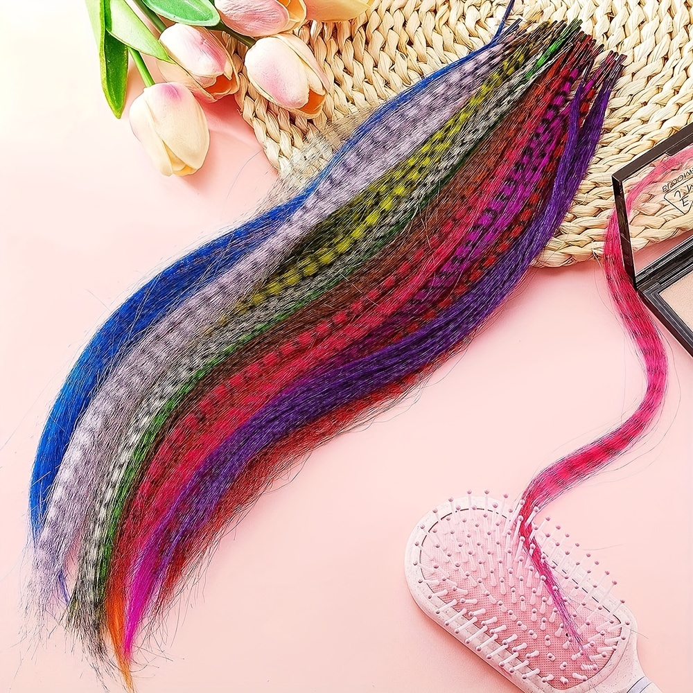 14 Strands 13 Colors 16' Mixed Colors Colored Synthetic Feather Hair  Extensions Kit (Not Real Feather) with 100 Pcs Sillicon Micro Link Beads 1  Crochet Hook Tools Kit (mixed14) price in Saudi