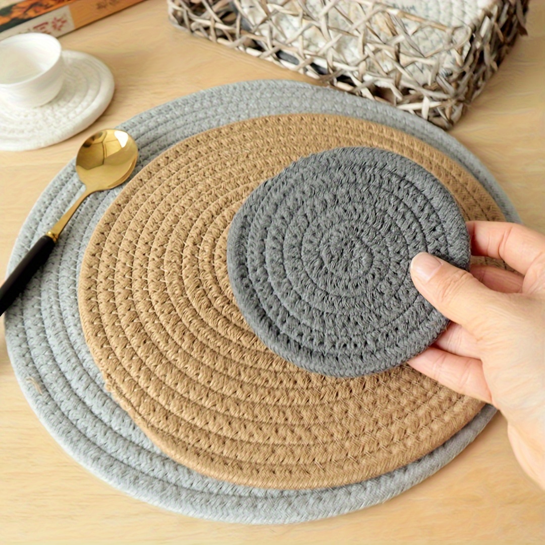 Fabric Coasters Set, Trivets For Hot Dishes, Pot Holders For Kitchen,  Cotton Rope Woven Hot Pads For Kitchen, Trivets For Kitchen Heat Resistant,  Kitchen Supplies - Temu