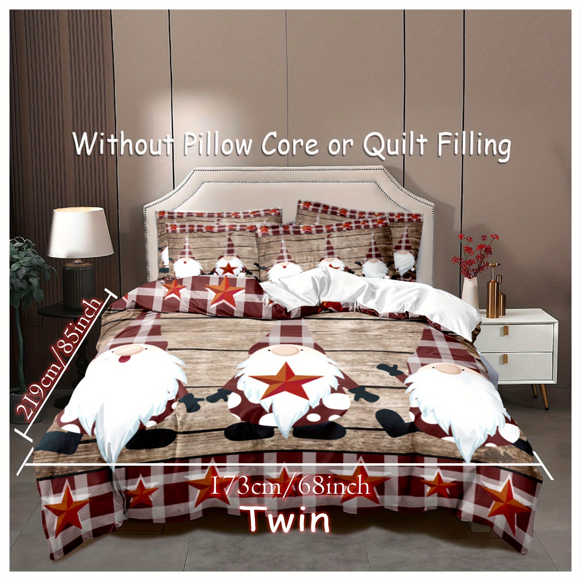 Fashion Vintage Duvet Cover Set, Rustic Style Gnomes Pentagram