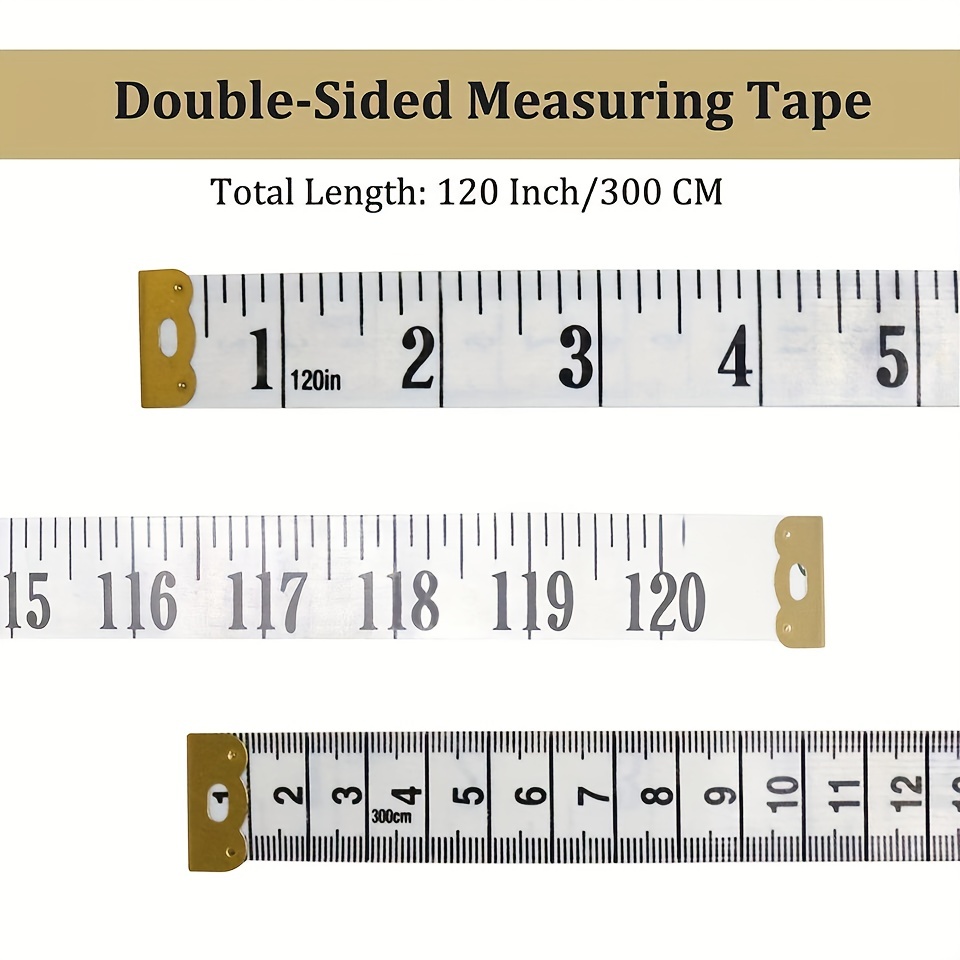 Tape Measure Body Measuring Tape, 120 inch Soft Fabric Measuring Tape for Sewing Cloth Measurement, Double Scale Tailor Ruler for Weight Loss