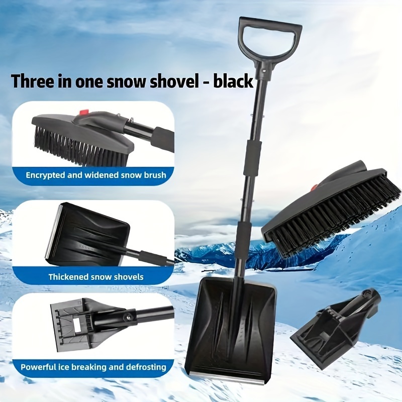 1pc, Car Snow Shovel Kit-Snow Shovel Tool| 3-in-1 Car Driveway Snow Removal  Tool With Snow Brush, Foldable Design, Easy Assembly, 360 Degree Rotation