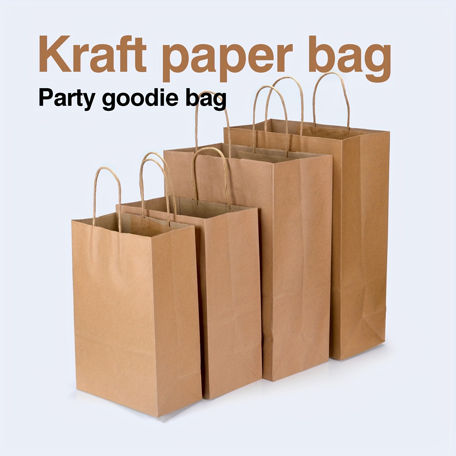 120Pcs Brown Paper Bags with Handles Mixed Size Bulk Kraft Paper
