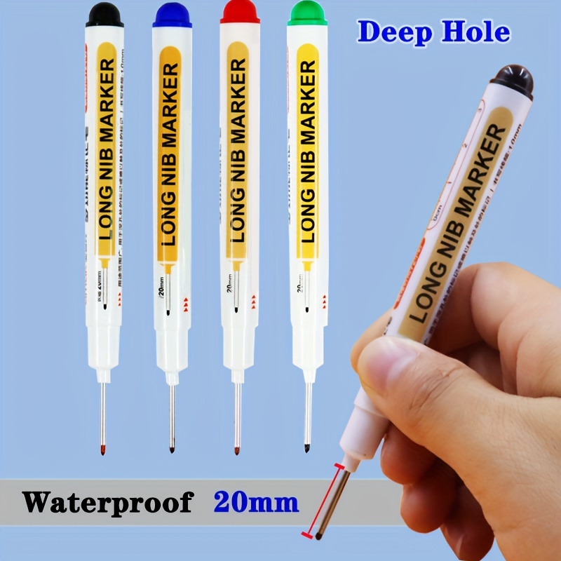 10Pcs/Set Multi-Purpose 20mm Deep Hole Long Nib Head Marker For Metal  Perforating Pen Waterproof Bathroom Woodworking Decor Tool