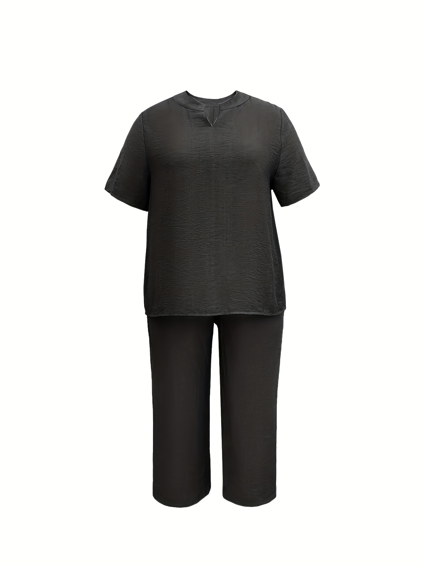 Leesechin Black Pants for Women Plus Size GradientG Two-piece Suit Short  Sleeve Casual Sport T-Shirt Trousers on Clearance