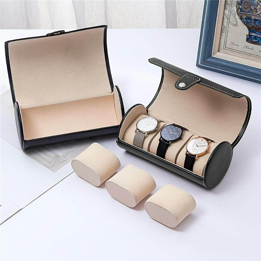 PU Leather And Velvet Black Watch Box Organizer Case, For Gifting, Size: 34  X 20 X