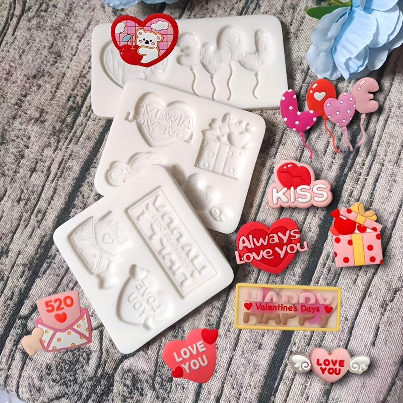 Love Heart Chocolate Silicone Molds, Kiss Lips Flower Rose Fondant Mold for  Lover Valentine's Day Cake Decoration Cupcake Topper Candy Sugar Craft