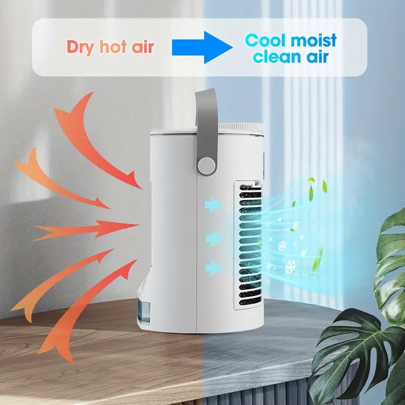 1pc portable air conditioner 4 in 1 cooling fan small mini air conditioner unit for home bedroom room evaporative air cooler humidifier with 3 wind speeds spray details 2