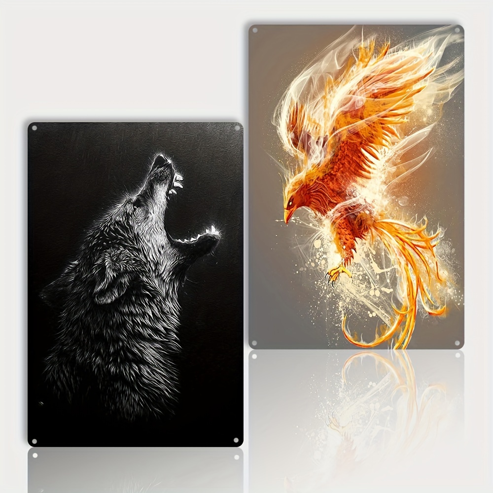  Rising Phoenix Wall Art Canvas Poster Prints Half Ice and Fire  Phoenix Bird Nirvana Decor Chinese Dragon Picture Phenix Painting Artwork  for Home Bedroom Living Room Decoration - 24x36 inch: Posters