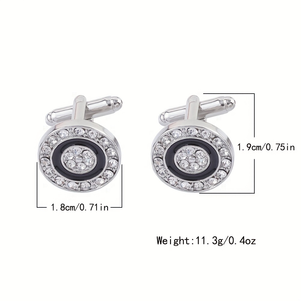 Rhinestone Round Cufflinks Suit Button Cufflinks Sleeves Shirt Studs