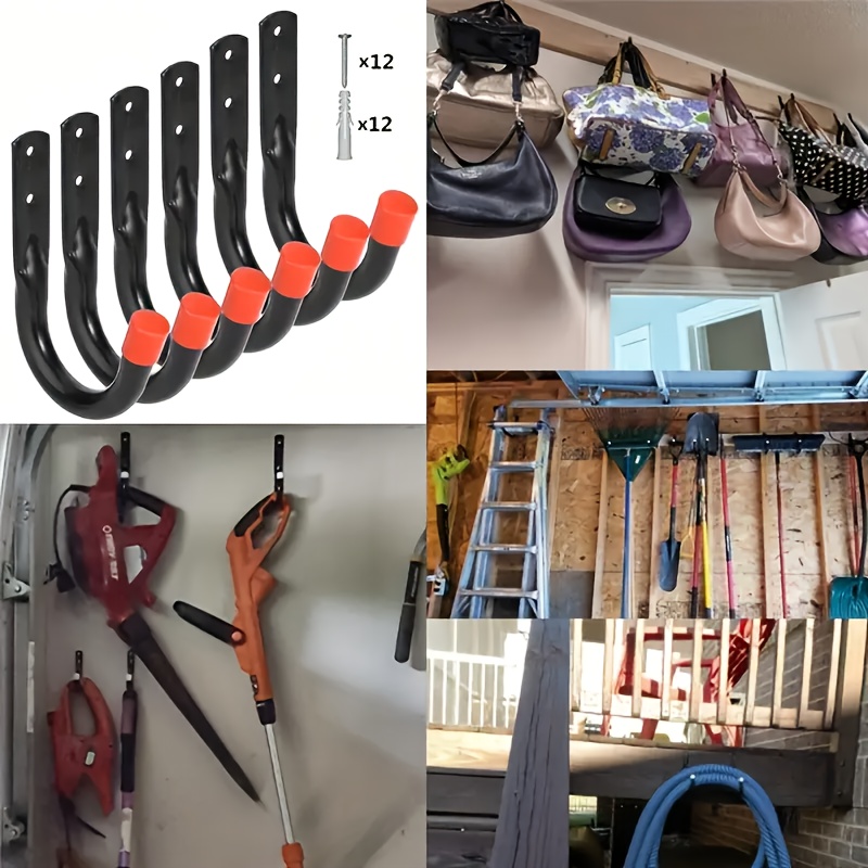 6pcs Garage J Hook Heavy Duty Garage Storage Utility Hooks Helmet Supplies