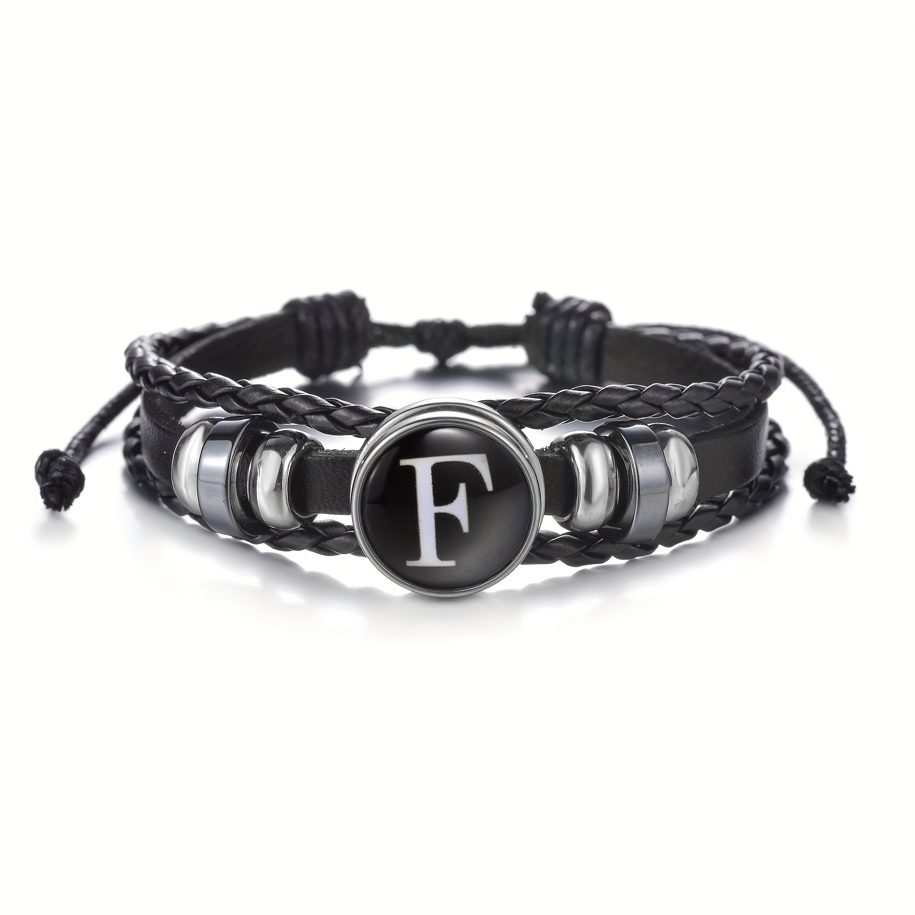 Pulsera Joyería Hecha Mano Letra Inicial En Inglés black - Temu