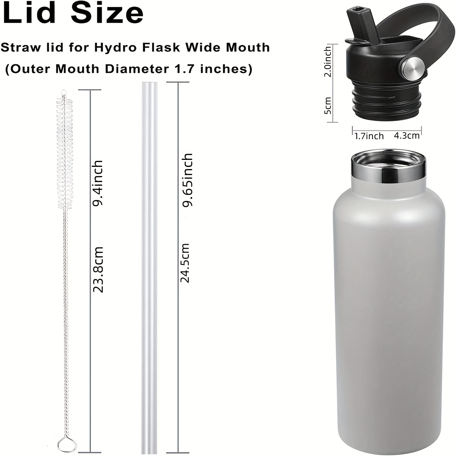  Hydro Flask 24 oz Wide Mouth Straw Lid Black : Sports &  Outdoors