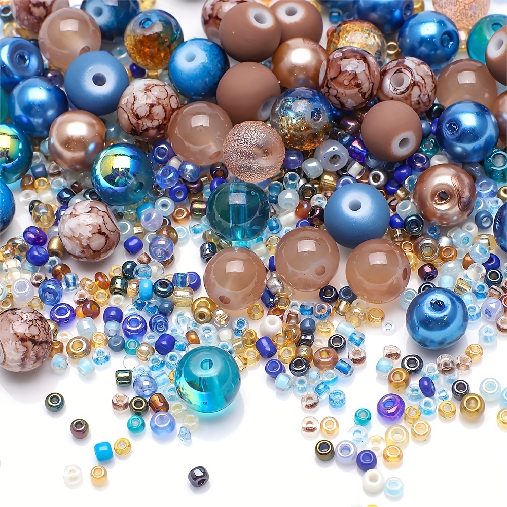 4mm Mix Seed Beads 40g , Turquoise and Gold , Glass Seed Beads Mix