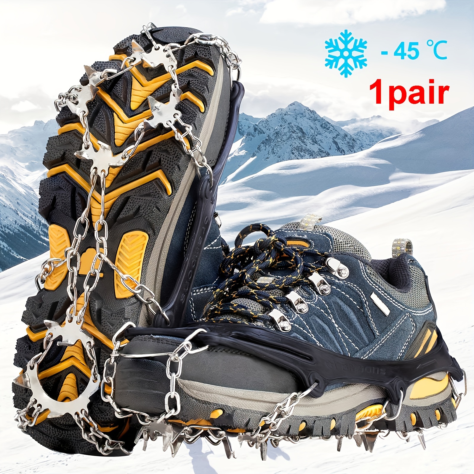 Crampons Ice Cleats Boots Shoes Anti Slip 19 Stainless Steel