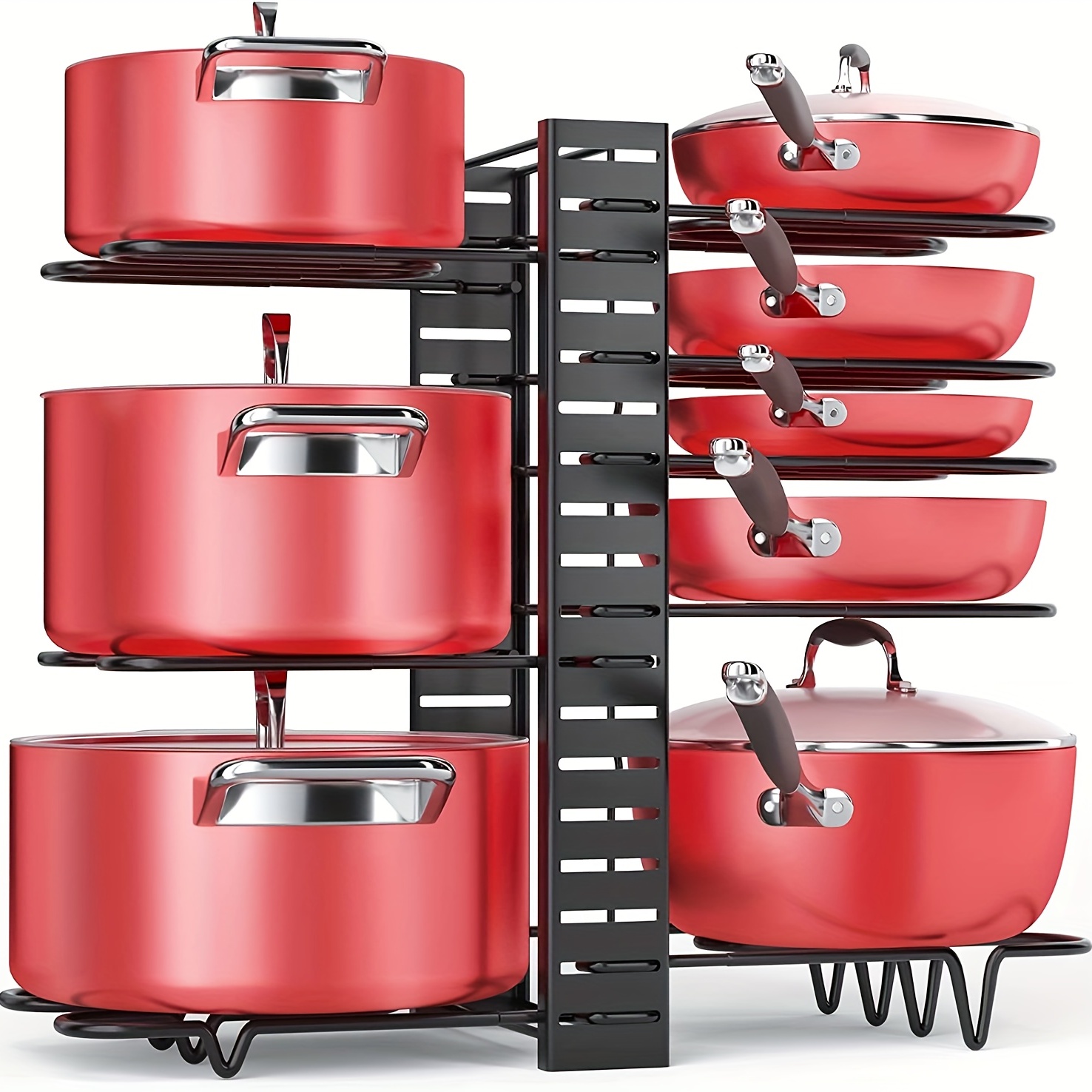 Organizador de almacenamiento de cocina con estante para ollas de 8 niveles