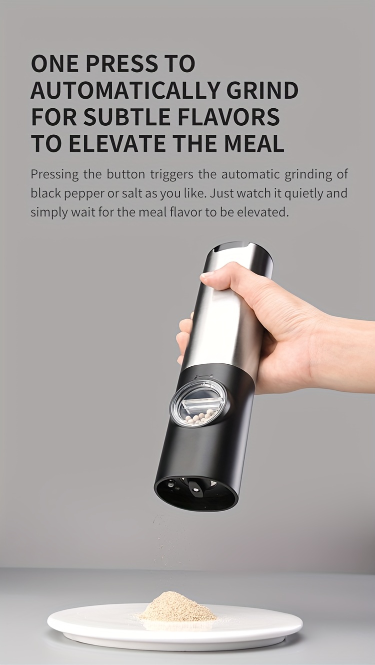 automatic grinder set for grilled meat pepper and salt adjustable single hand operation usb charging two piece gift set details 3