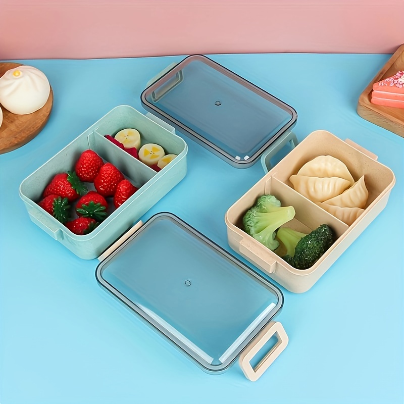 Square Divider Bento Box Reusable 4-compartment Food Container Snack Nuts  with Lid Platter Wheat Straw Lunch Box KitchenSupplies - AliExpress