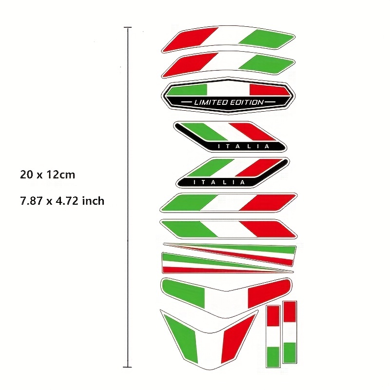 Aufkleber 3D Länder-Flaggen - Italien mit Chromrand 120 x 10 mm