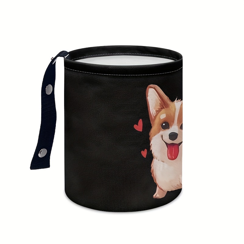 1pc Cubo De Basura Para Coche Con Perro Boston Terrier Y Flores, Cubo De  Basura Para