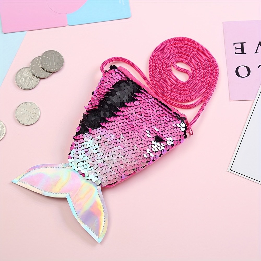 Colorful Sequin Mermaid Tail Coin Purse Crossbody Bag