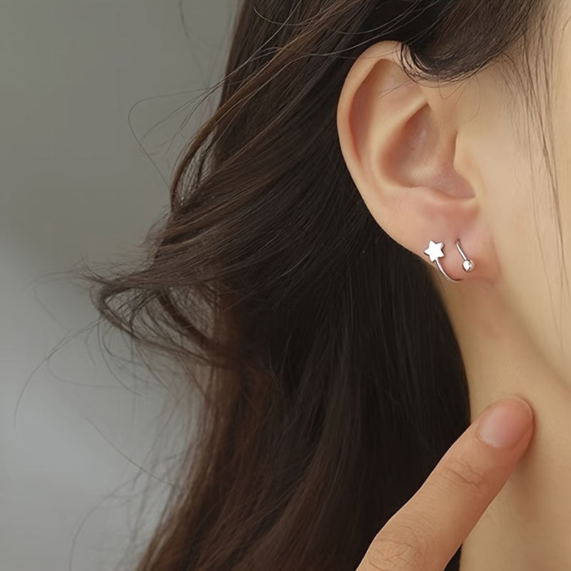 925 Sterling S Shaped Star Ear Stitch for Women