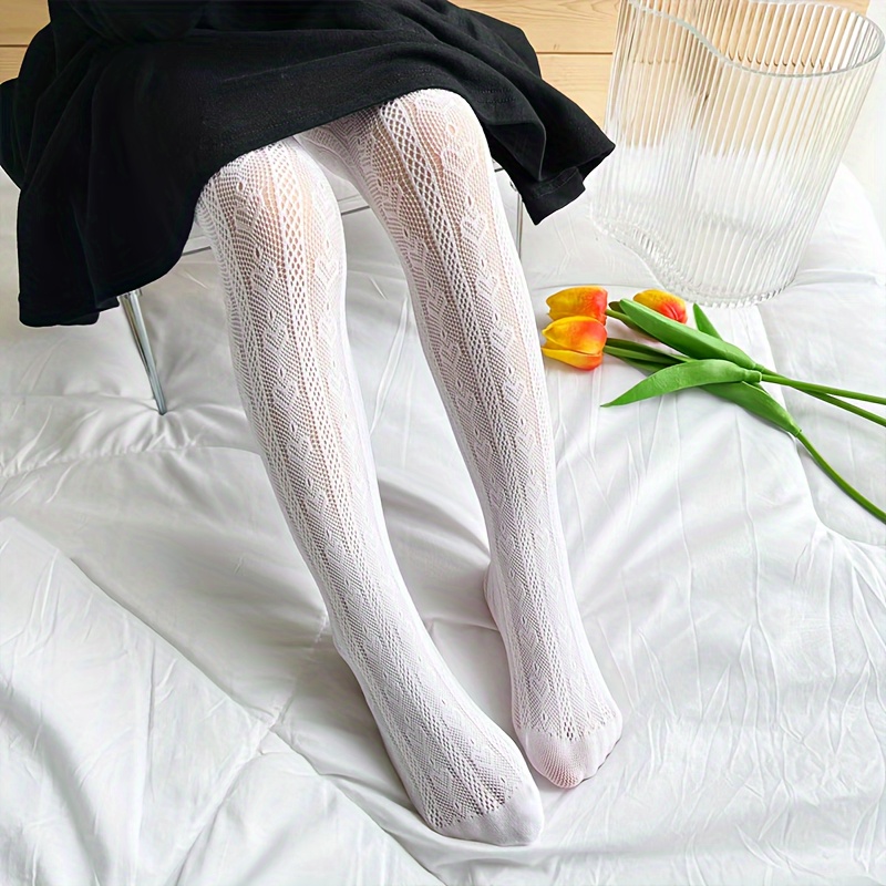 Lace Tights Hot Sexy Womens Rose Print Tights Design Black White Hollow Hosiery  Fishnet Fashion Lolita