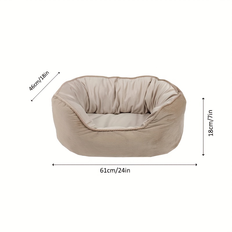 Image of 1pc Small/medium Dog Bed - Plush Oval Puppy Couch With Removable Cover, Soft Warm Bedding Suitable For Chihuahuas, Shih Tzus, Pomeranians - - For Use
