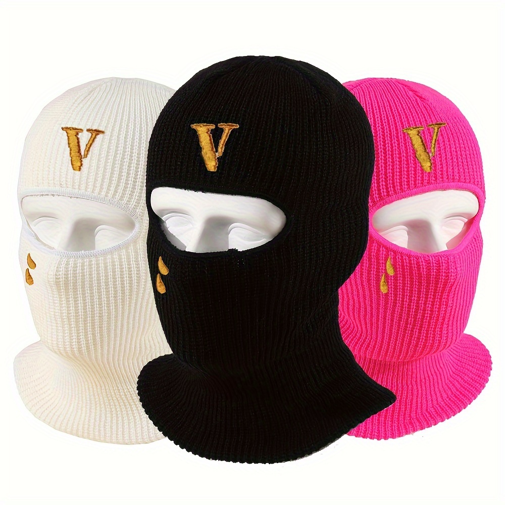 Máscara facial completa de 3 agujeros, máscara de esquí, pasamontañas de  invierno, cubierta facial de punto para deportes de invierno al aire libre