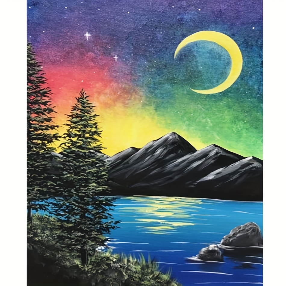 night lake painting