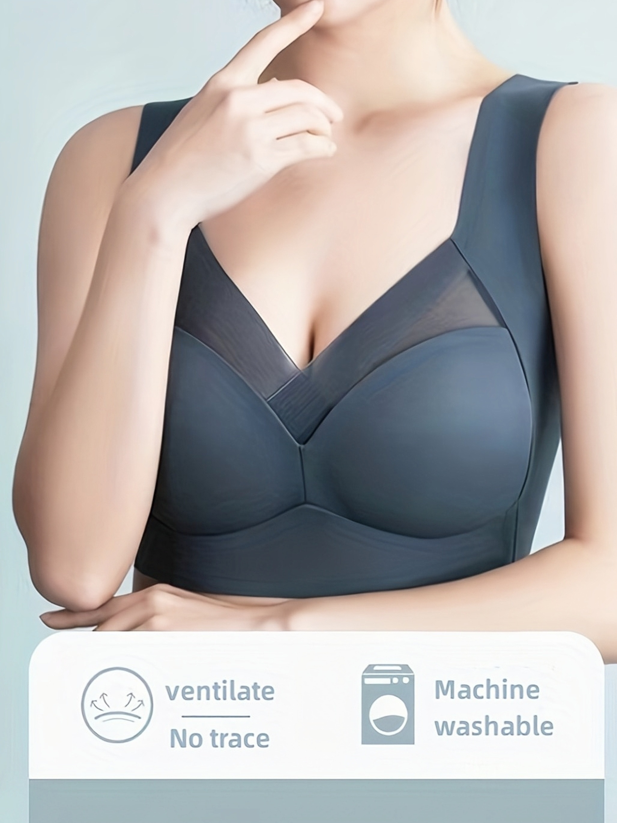 Contrast Mesh Wireless Bras Comfy Breathable Full Coverage - Temu