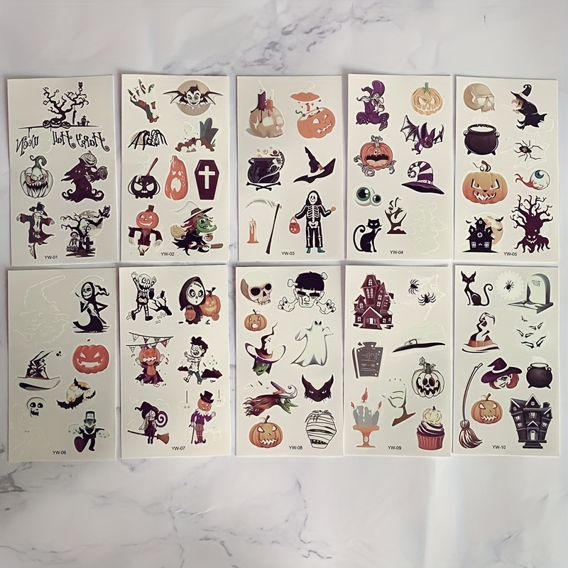 Halloween Makeup Luminous Grim Reaper Tattoo Stickers