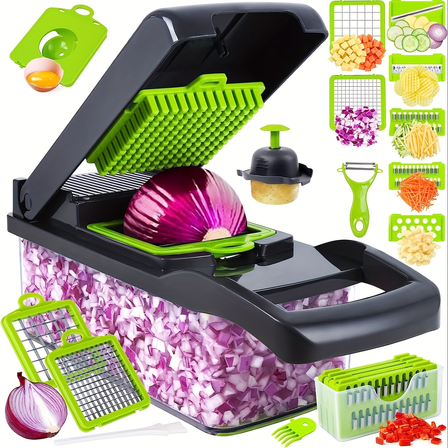 Vegetable Chopper, Multifunctional Fruit Slicer, Manual Food Grater, Vegetable  Slicer, Cutter With Container And Hand Guard, Peeler, Onion Mincer Chopper,  Household Potato Shredder, Kitchen Stuff, Kitchen Gadgets, Dorm Essentials  - Temu