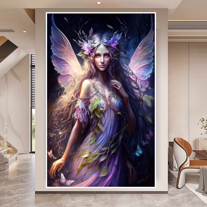 Diy Diamond Painting Kit 5d A Purple Fairy Art Kit Round - Temu