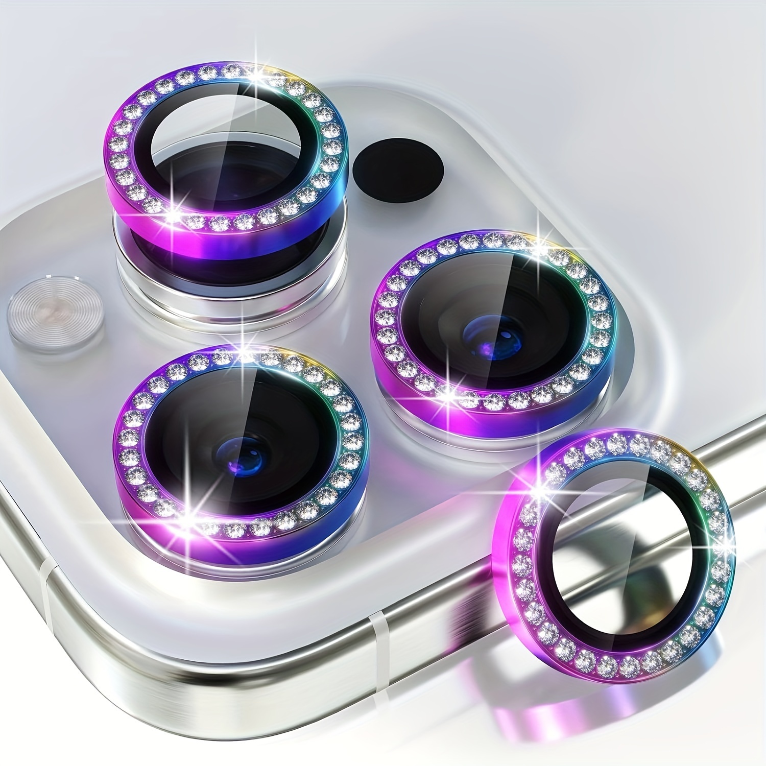 Protector de lente de cámara para iPhone 15 Pro / iPhone 15 Pro Max,  protector de pantalla de diamante templado HD de alta calidad, anillo  individual